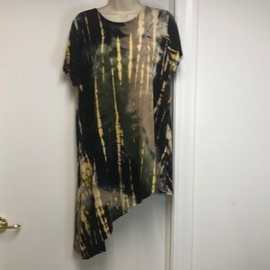 Hopely brand, symmetrical T-shirt dress top w/ crisscross back super soft trendy